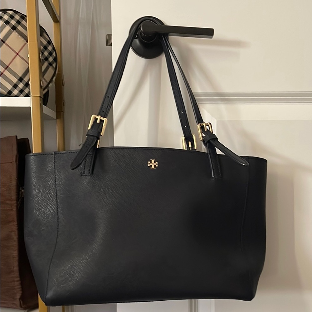 JB005 Tory Burch Navy Blue Leather Tote Bag